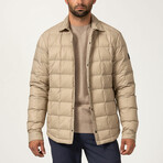 Essential Lightweight Down Shacket // Taupe (L)