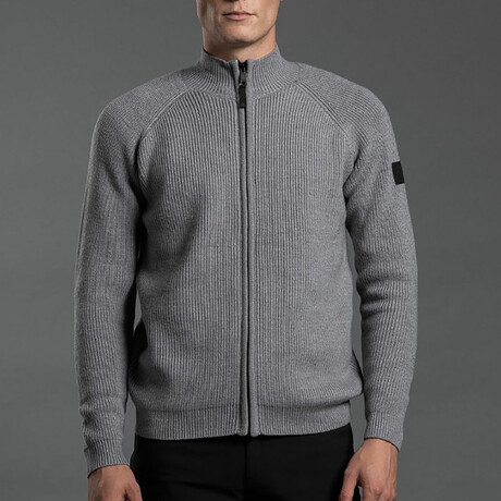 7GG Merino Full Zip Cardigan // Light Gray Marle (S)