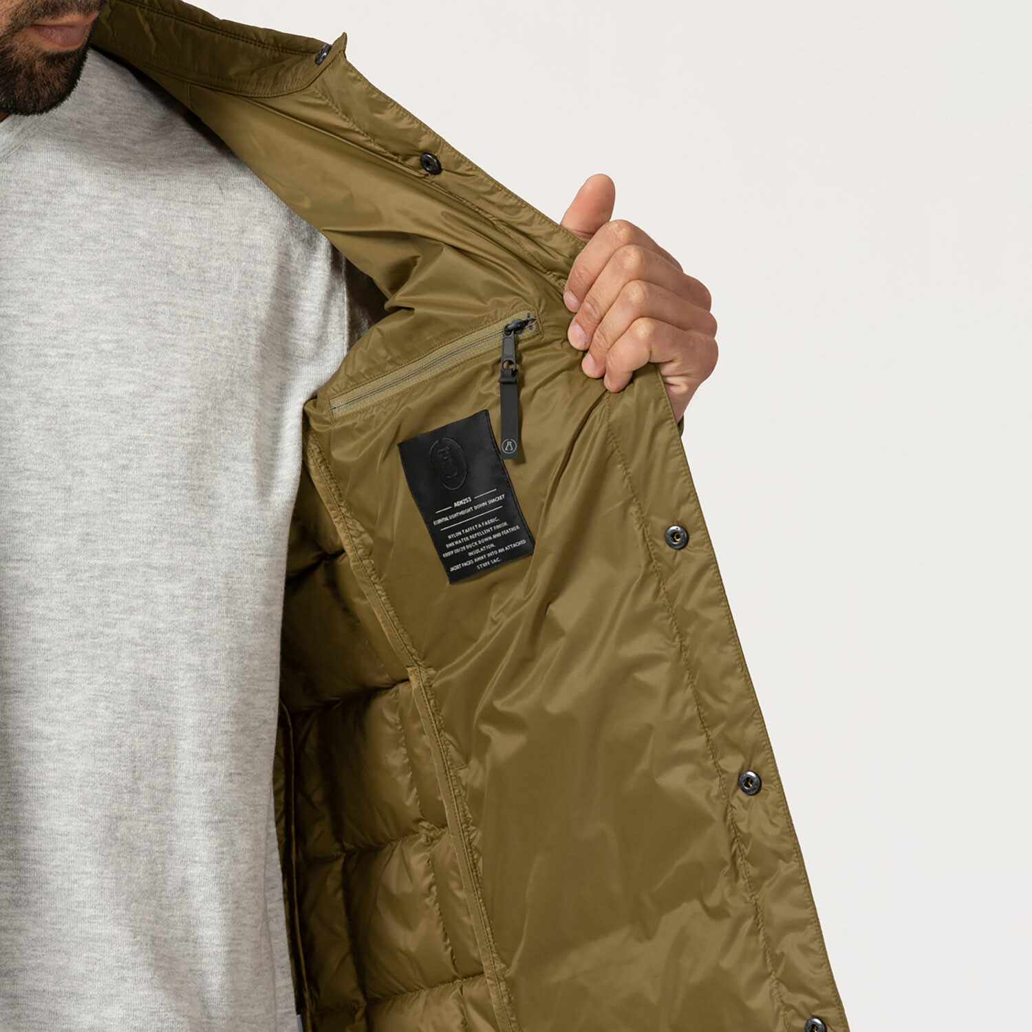 Essential Lightweight Down Shacket // Military Green (M) - Alchemy ...