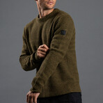 7GG Lambswool Tweed Crew // Military Green Tweed (2XL)