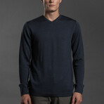 12GG Merino V-Neck Sweater // Blue Slate (M)