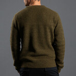 7GG Lambswool Tweed Crew // Military Green Tweed (2XL)