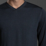 12GG Merino V-Neck Sweater // Blue Slate (M)