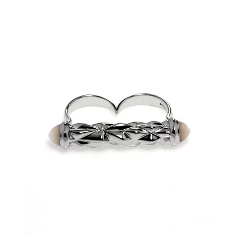 Superstud Sterling Silver + Mother of Pearl Double Ring // Store Display (Ring Size: 8)