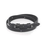 Thorn Leather + Rhodium + Sapphire Wrap Bracelet // 28" // Store Display