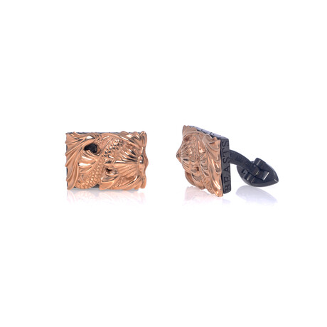 Beasts Of London 18k Rose Gold + Sterling Silver Rectangle Cufflinks // Store Display