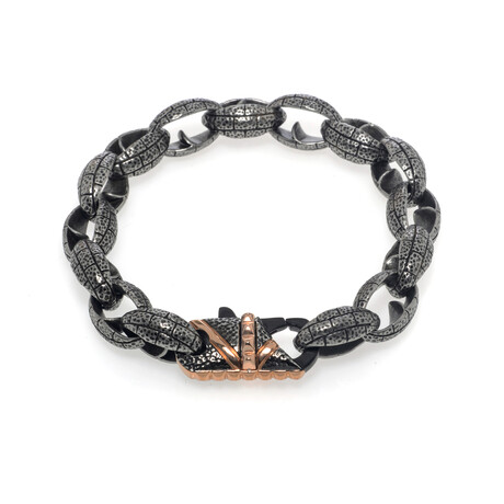 18k Rose Gold Plating + Matte Black Rhodium-Plated Steel Thorn Chain Link Bracelet // 8.75" // Store Display