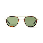 Men's Hugo Polarized Sunglasses // Matte Silver Tortoise + Green