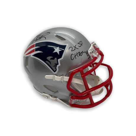 Deion Branch // New England Patriots // Signed Mini Helmet + Inscription