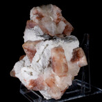 Rare Red Apophyllite with Stilbite on Chalcedony