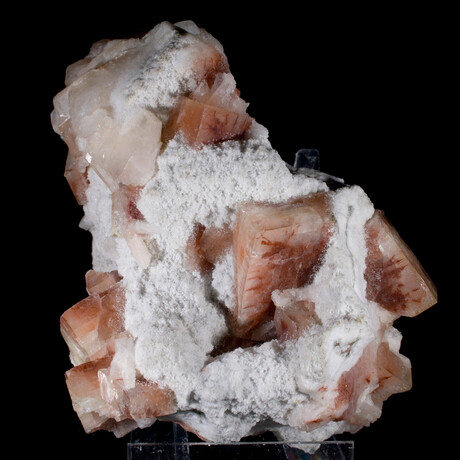 Rare Red Apophyllite with Stilbite on Chalcedony