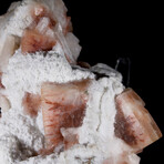 Rare Red Apophyllite with Stilbite on Chalcedony