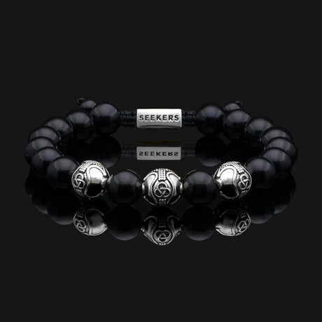 Premium Onyx Bracelet // 18K Solid White Gold (X-Small)