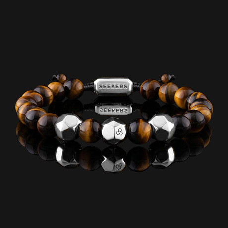Geom 18K Solid Tiger Eye Bracelet // 18K Solid White Gold (X-Small)