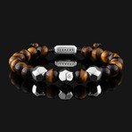 Geom 18K Solid Tiger Eye Bracelet // 18K Solid White Gold (X-Small)