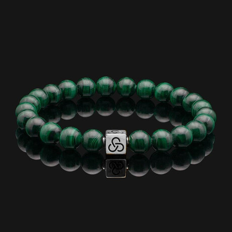Essential Green Malachite Bracelet // 18K Solid White Gold (X-Small)