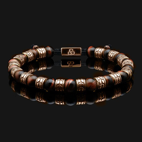 Royale Red Tiger Eye Bracelet // 18K Solid Rose Gold (X-Small)