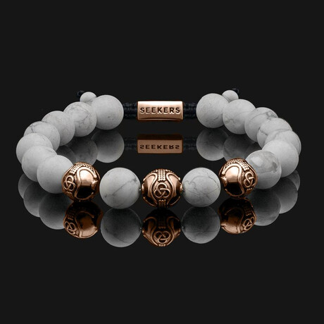 Premium Howlite Bracelet // 18K Solid Rose Gold (X-Small)