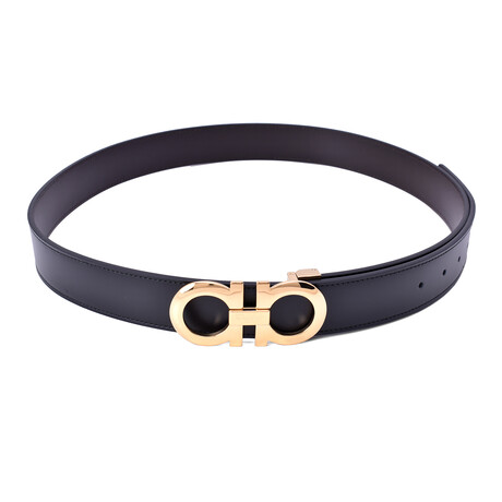 Salvatore Ferragamo // Smooth Cut-To-Fit Reversible Belt // Black + Brown