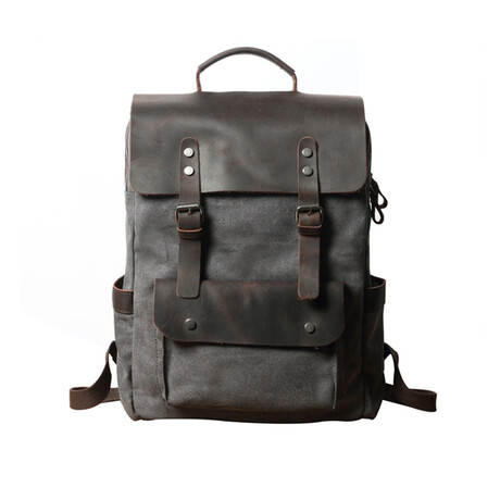 Santiago Leather Backpack // Dark Gray