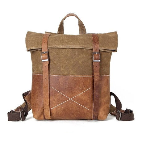 Rover Leather Backpack // Khaki