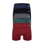 Boxers // Pack of 5 // Black + Indigo + Gray + Claret Red + Green (M)