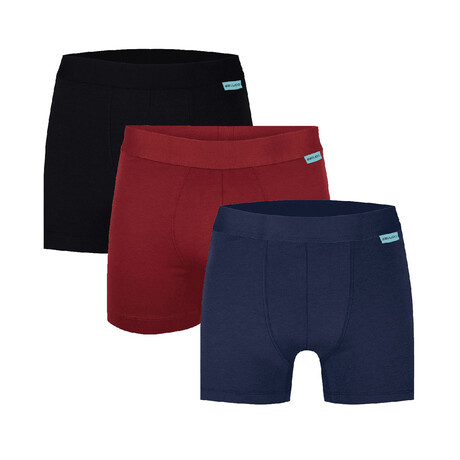 Boxers // Pack of 3 // Black + Indigo + Claret Red (M)