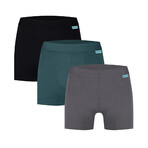 Boxers // Pack of 3 // Black + Green + Gray (L)