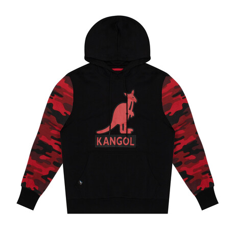 Fleece Hoodie + Camo Sleeves // Black, Red (S)