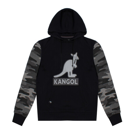 Fleece Hoodie + Camo Sleeves // Black, Urban (S)