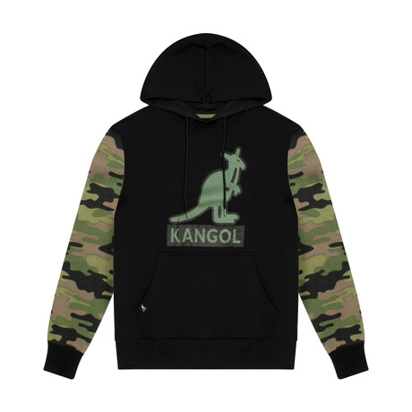 Fleece Hoodie + Camo Sleeves // Black, Army (S)
