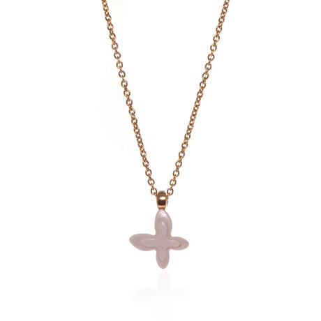 Freevola 18k Rose Gold + Pink Butterfly Pendant Necklace // 15"-16" // Store Display