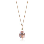 Mila 18k Rose Gold + Diamond + Pink Quartz Necklace // 16.5"-17.5" // Store Display