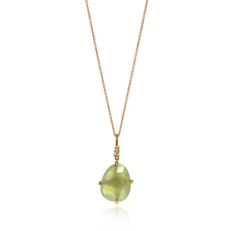 Mila 18k Rose Gold + Diamond + Prehnite Necklace // 16.5"-17.5" // Store Display