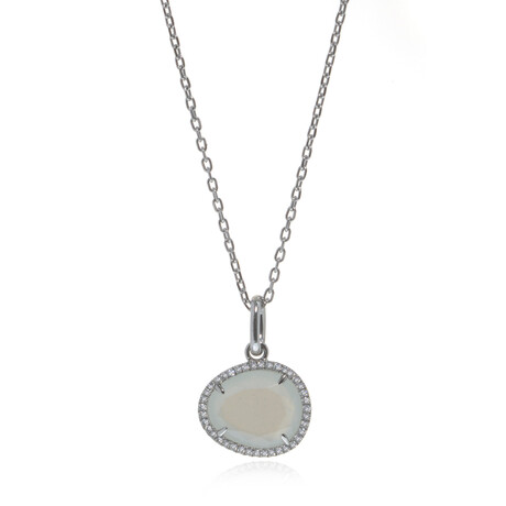 Talita 18k White Gold + Diamond + Moonstone Necklace // 28" // Store Display