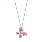 Mila 18k Rose Gold + Diamond + Pink Quartz Flower Necklace // 16.5"-17.5" // Store Display
