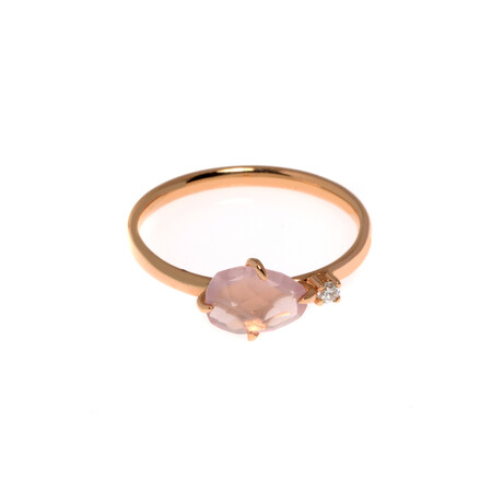 Mila 18k Rose + Gold Diamond + Quartz Ring // Ring Size: 7 // Store Display