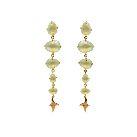Mila 18k Rose Gold + Prehnite Earrings // Store Display