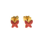 Freevola 18k Yellow Gold + Red Coral Paste Butterfly Earrings // Store Display