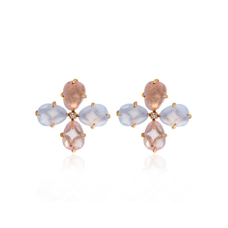 Mimi Milano Mila 18k Rose Gold + Diamond + Chalcedony Earrings // Store Display