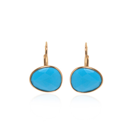 Talita 18k Rose Gold + Turquoise Earrings // Store Display