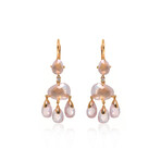 Mila 18k Rose Gold + Diamond + Pink Quartz Earrings // Store Display