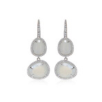 Talita 18k White Gold + Diamond + Moonstone Double-Drop Earrings // Store Display