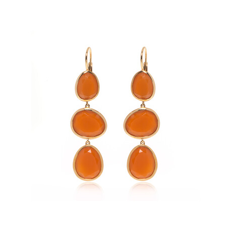 Talita 18k Rose Gold + Carnelian Triple-Dangle Earrings // Store Display