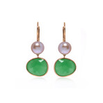 Talita 18k Rose Gold + Green Jade + Pink Pearl Dangle Earrings // Store Display