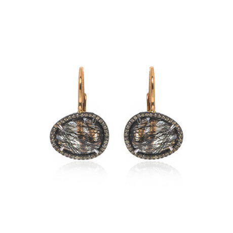 Talita 18k White Gold + 18k Rose Gold + Diamond + Rutile Earrings // Store Display