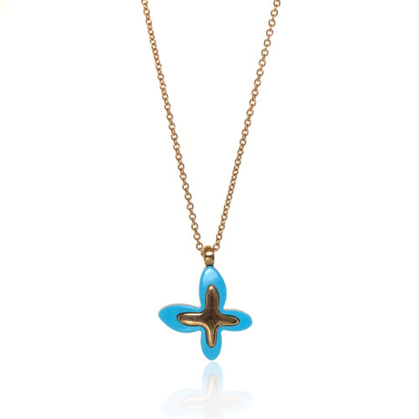 Freevola 18k Rose Gold + Turquoise Butterfly Pendant Necklace // 15"-16" // Store Display