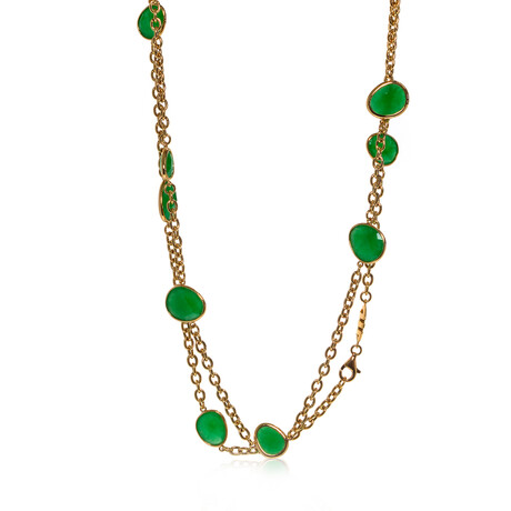 Talita 18k Rose Gold + Green Jade Necklace // 36" // Store Display