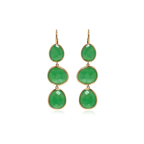 Talita 18k Rose Gold + Green Jade Earrings // Store Display