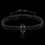 Black Plated Stainless Steel Skull Adjustable Bracelet // 6mm